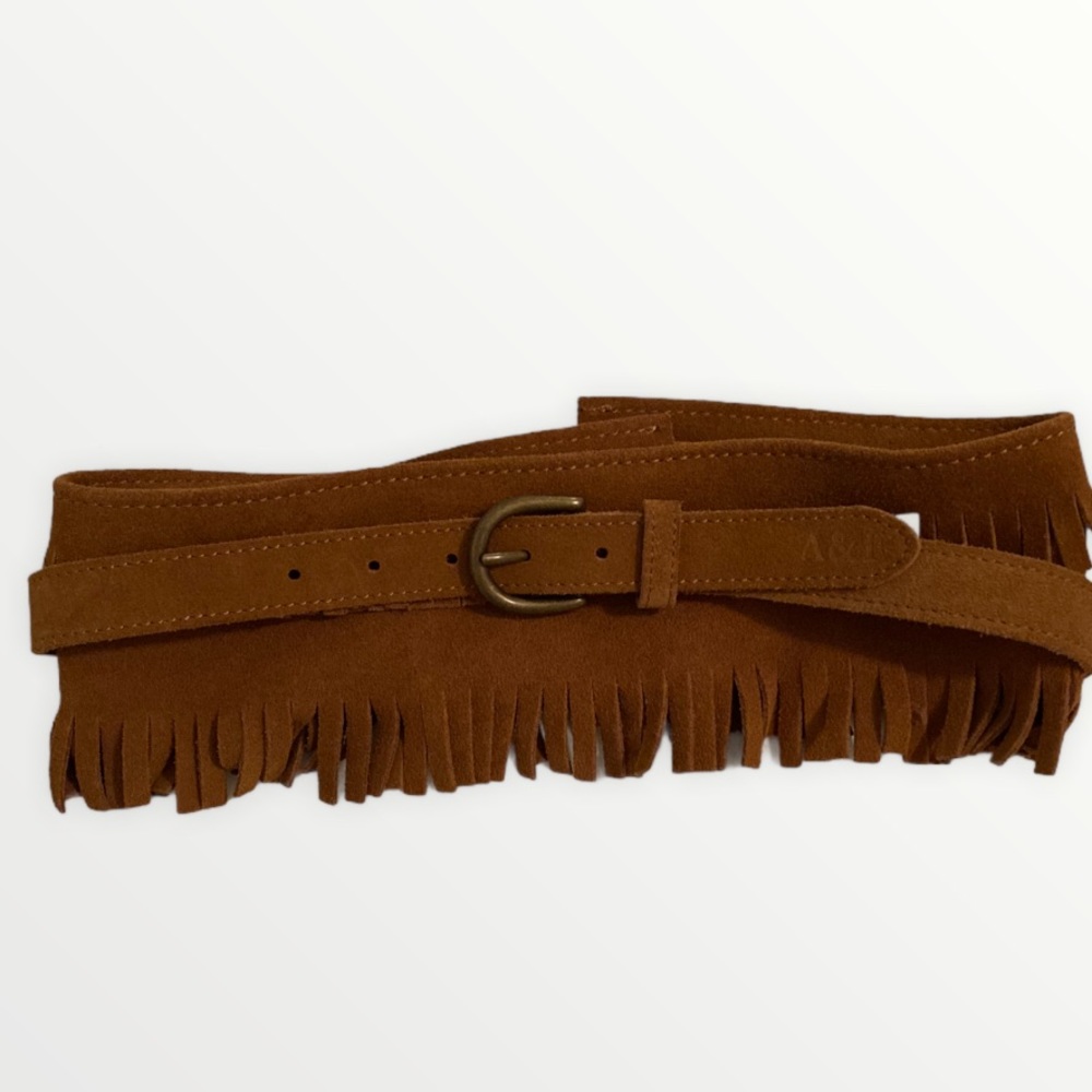 Abercrombie Tan Leather Ruehl Fringe Western belt
